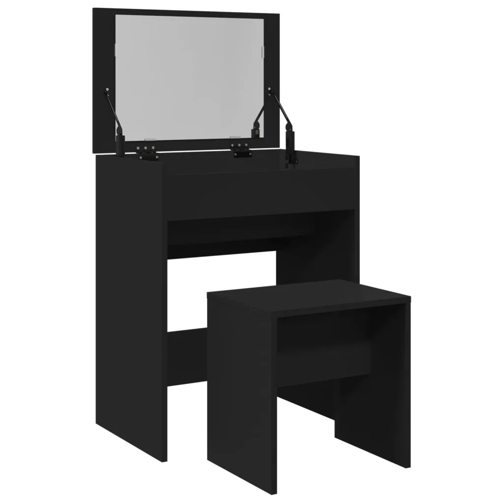 Toeletta e Sgabello Nero 60x40x113,5 cm