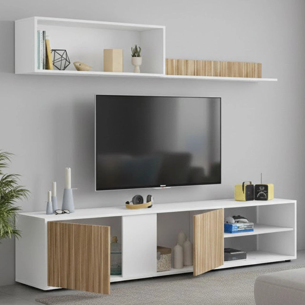 Mobile Soggiorno Agrestino, Parete Attrezzata 4 Ripiani, 180x33x40h cm Bianco