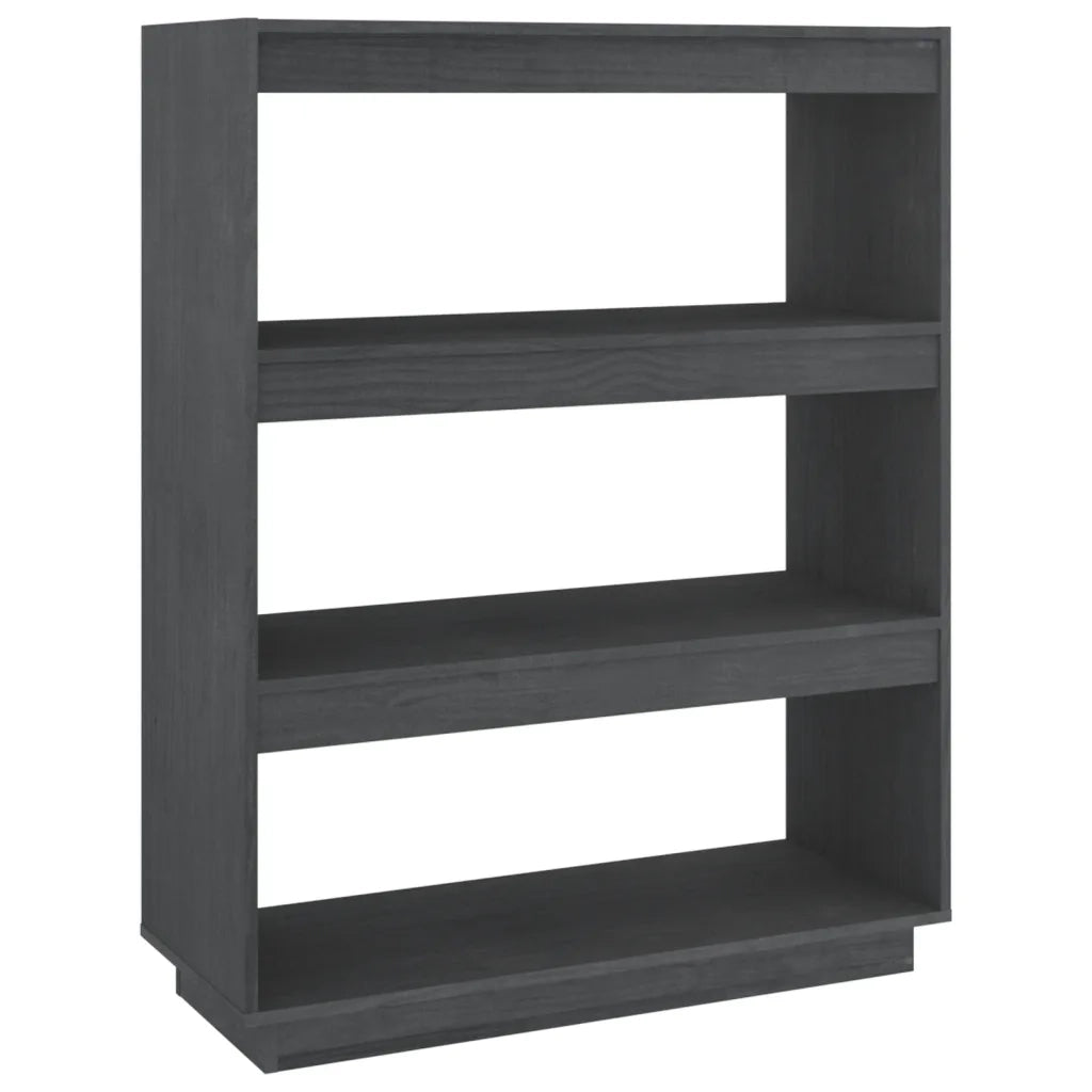 Libreria Divisorio-Scaffale per Libri-Mobile di Stoccaggio Grigio 80x35x103 cm Legno Massello di Pino