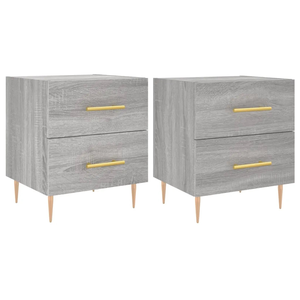 Set di 2 Comodini | Armadio da Notte | Mobiletto da notte Grigio Sonoma 40x35x47,5 cm in Legno Multistrato