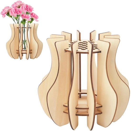 Vaso di Fiori in Legno - Stand di Display Creativo - Per Rose/Zinnie/Zinnie - Facile da Assemblare - 1 Set - Legno di Tilia