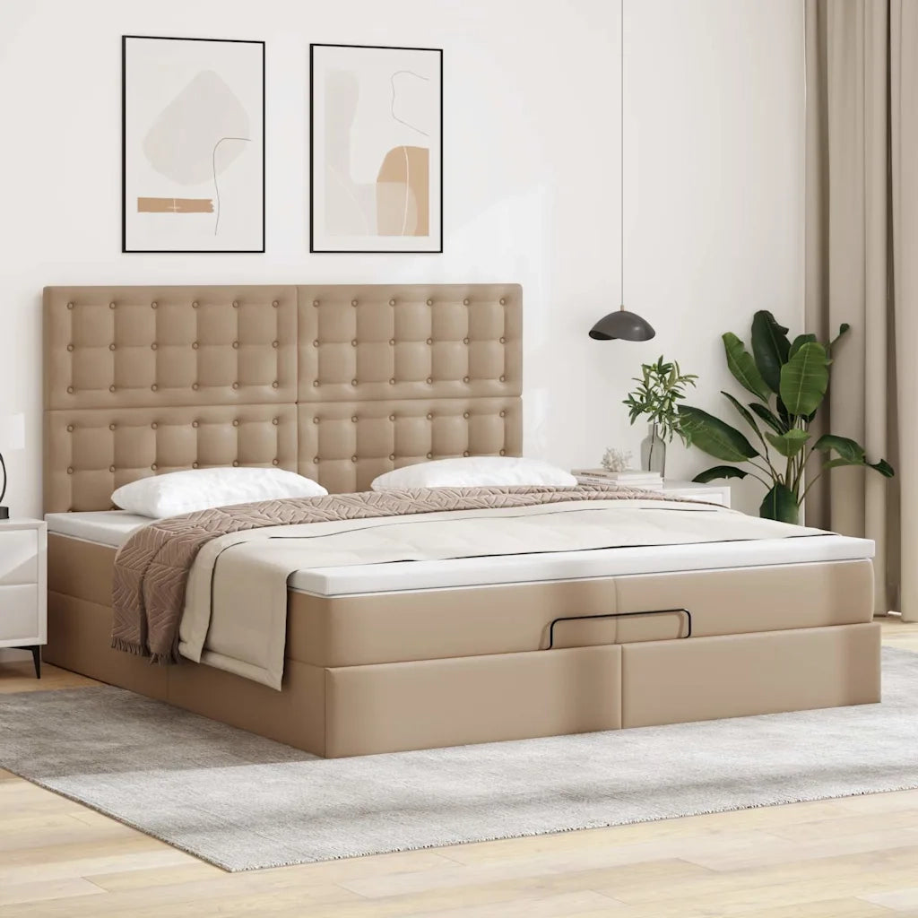 Struttura Letto Pouf con Materassi 200x200 cm Similpelle 3313025