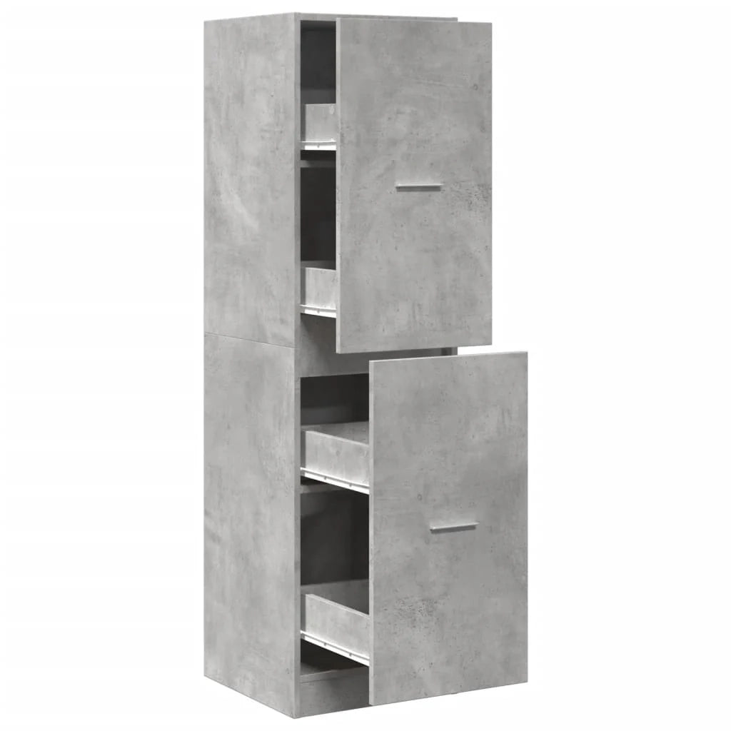 Mobiletto da farmacia dal design vintage per ufficio 40 x 41 x 144,5 cm legno composito grigio cemento 02_0055661