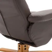 Poltrona Sedia Relax Reclinabile con Poggiapiedi in pelle PU Marrone
