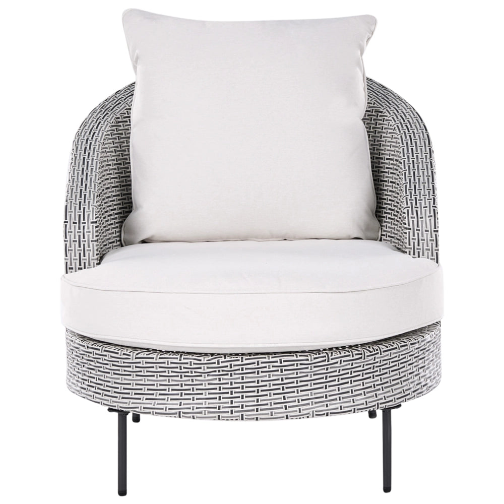Poltrona da giardino in rattan in vimini grigio con poggiapiedi esterno giardino stile boho
