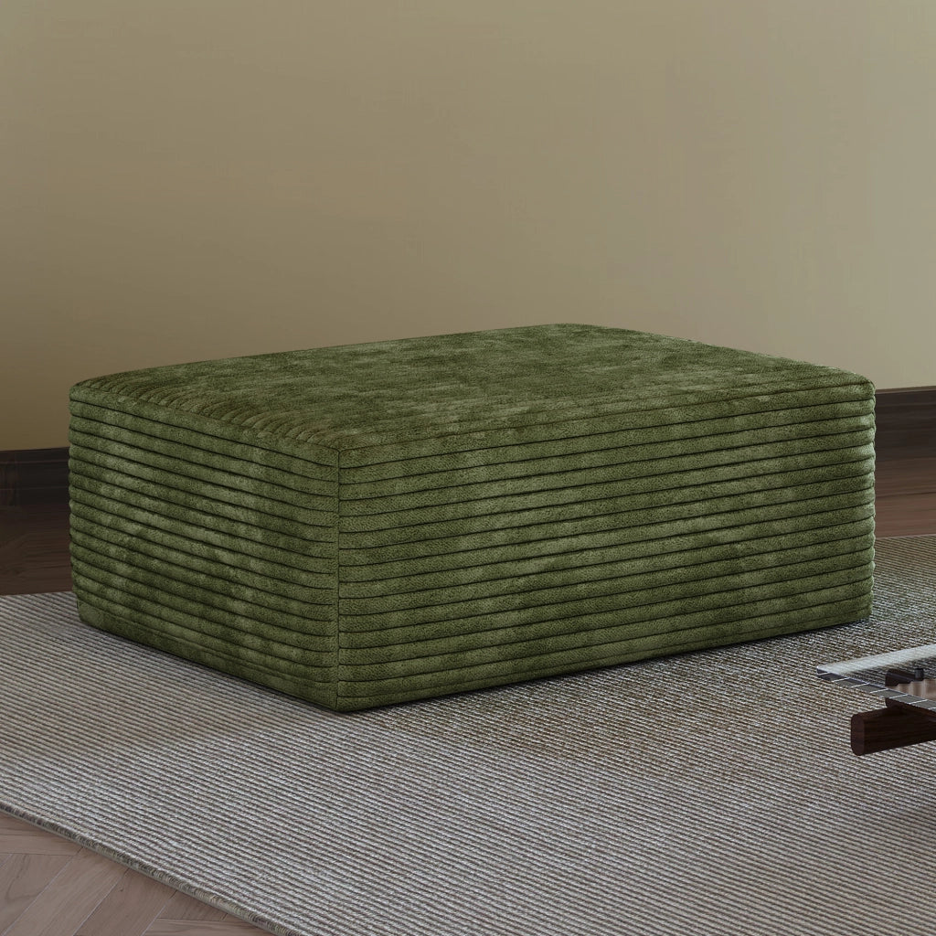 Chaise longue in tessuto con seduta modulare e senza montaggio, tessuto verde