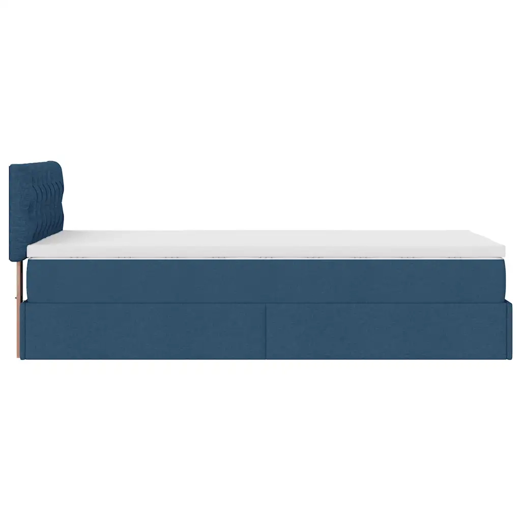 Pouf Letto con Materasso Blu 90x200 cm in Tessuto 3311517