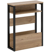 Tavolino da Soggiorno 46x18x58,5 cm in Stile Industriale con 2 Ripiani in Legno e Metallo Color Noce Scuro