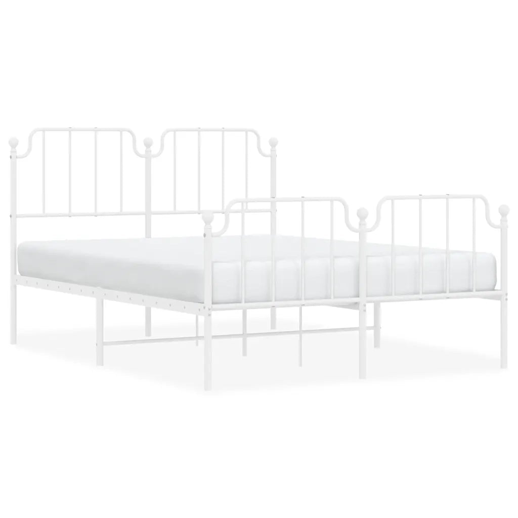 Giroletto con Testiera e Pediera Metallo Bianco 150x200 cm 373956