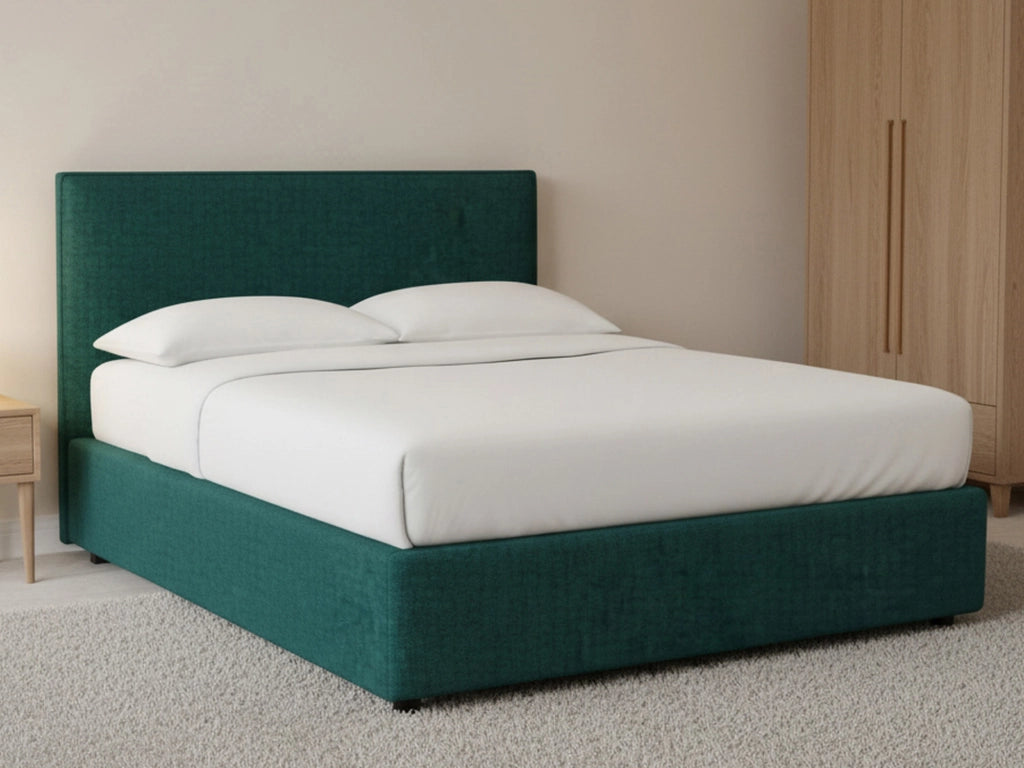 Basildon, Letto Matrimoniale Sfoderabile Made in Italy, Verde Petrolio