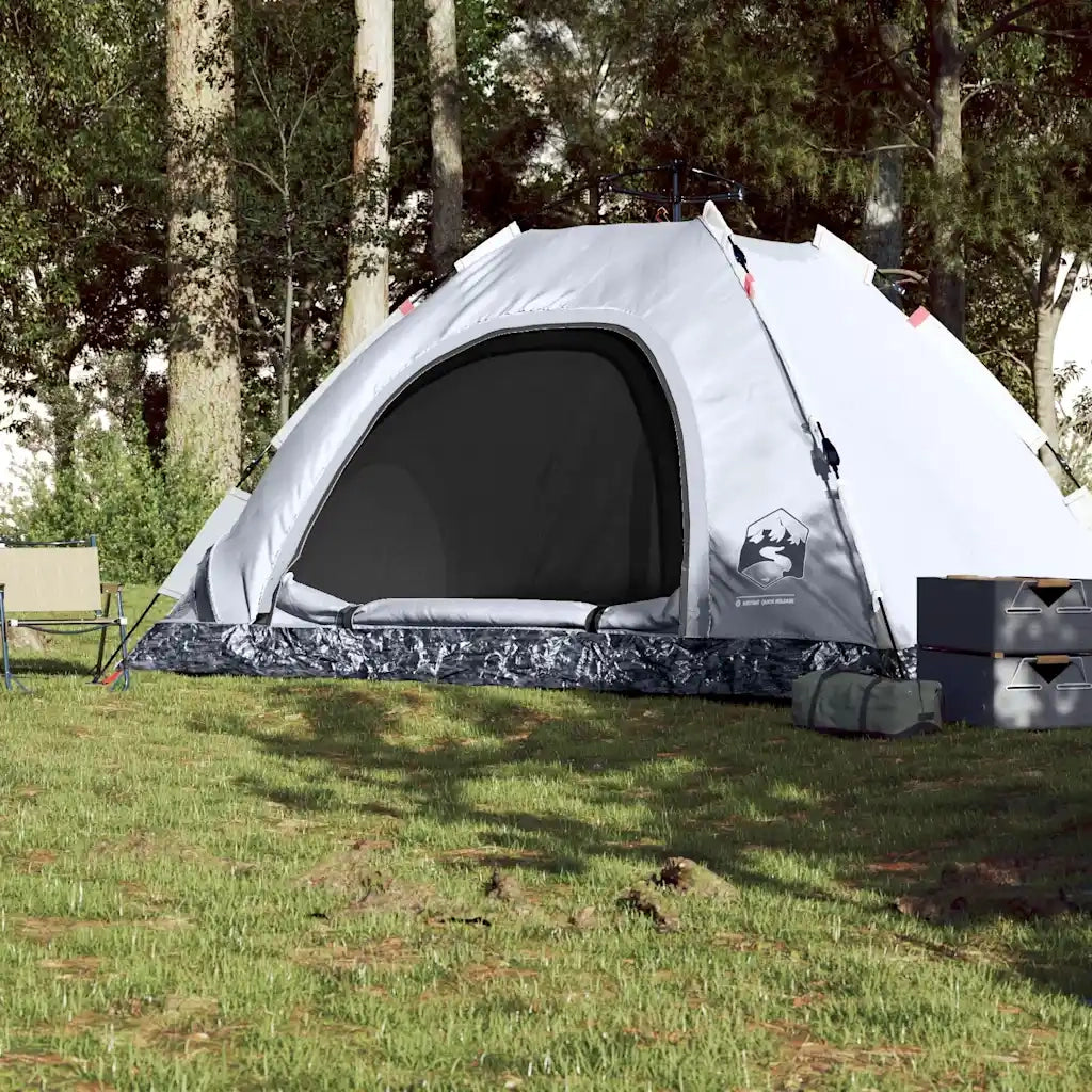 Tenda per 5 Persone-Tenda da campeggio Bianca Tessuto Oscurante a Rilascio Rapido