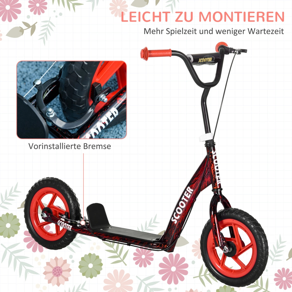 Monopattino per Bambini ¨C zephmum ¨C Regolabile in Altezza, 2 Ruote, Rosso, Acciaio e Plastica