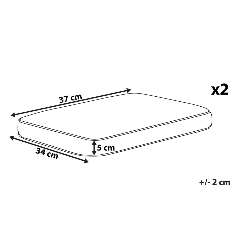 Set di 2 cuscini per sedia da giardino giallo bianco 37 x 34 cm motivo a strisce per esterno legami resistenti ai raggi UV