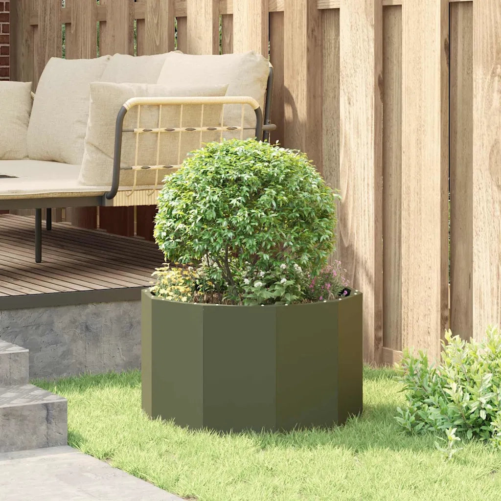 Fioriera | Cassetta per fiori | Vaso Verde oliva 60 x 60 x 35 cm Acciaio