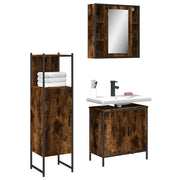 Set Mobili da Bagno 3 pz Rovere Fumo in Legno Multistrato 3214762