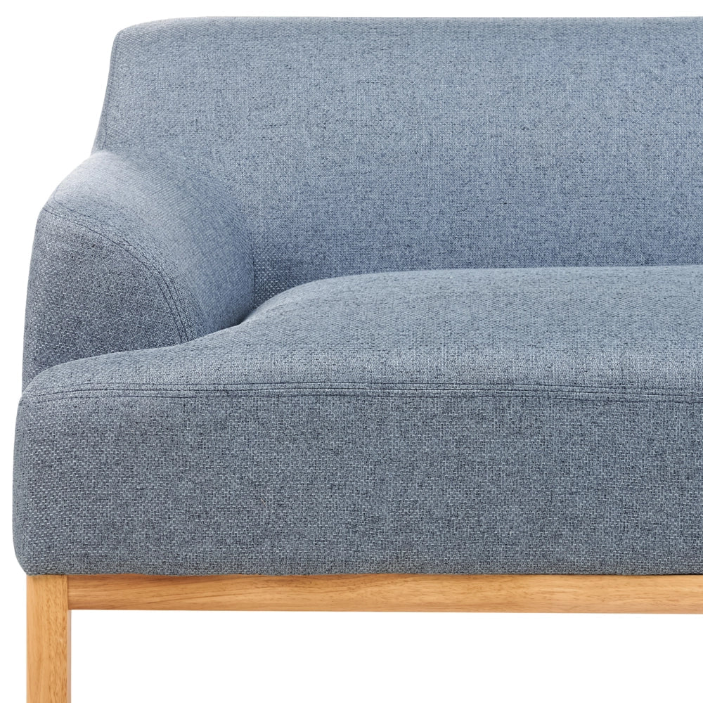 Divano a 3 posti in tessuto poliestere blu con gambe in legno Soggiorno elegante