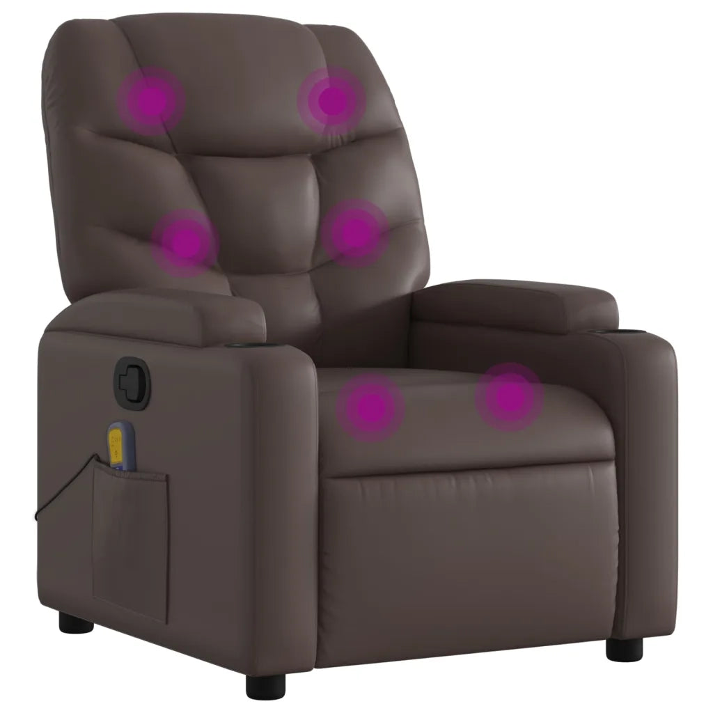 Poltrona Massaggiante | Sedia Relax Reclinabile marrone in Similpelle