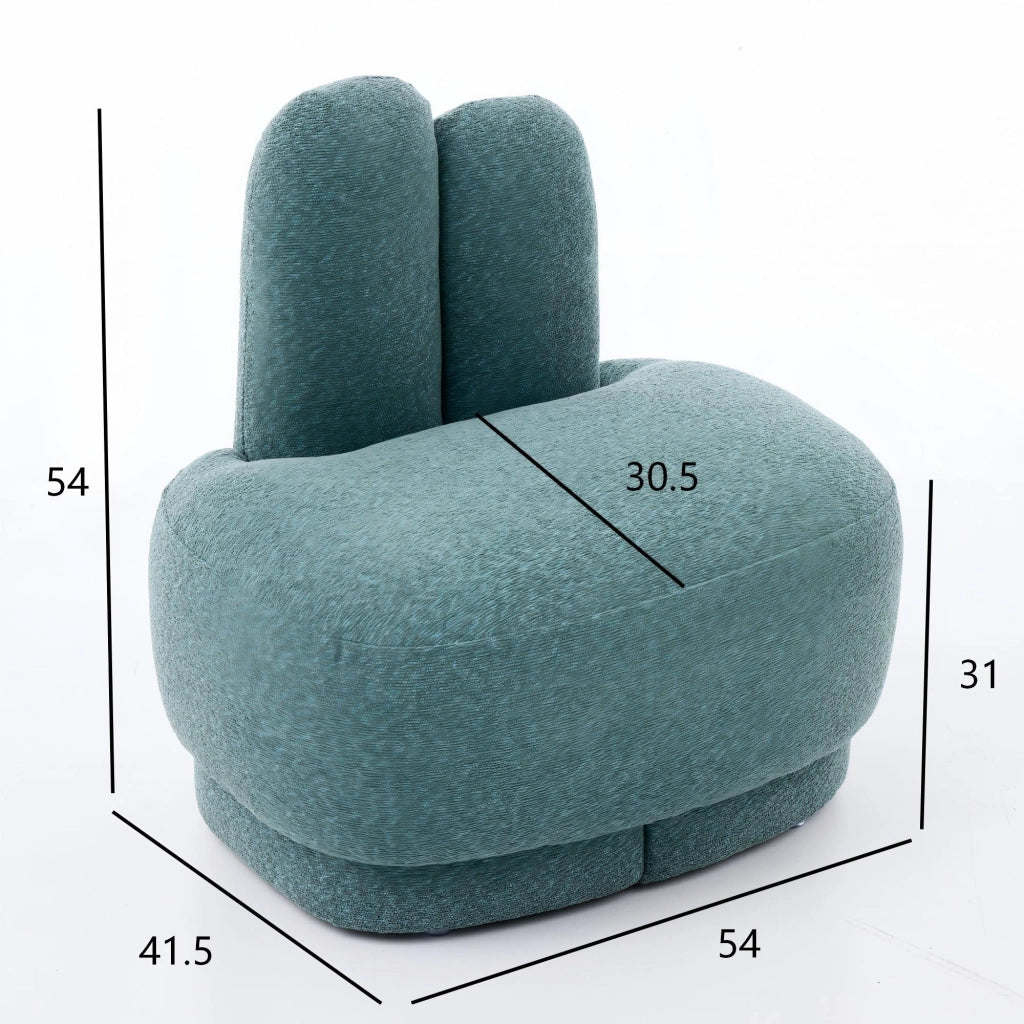 POUF A Forma di Coniglio Imbottito Verde in Tessuto, 6,2 kg