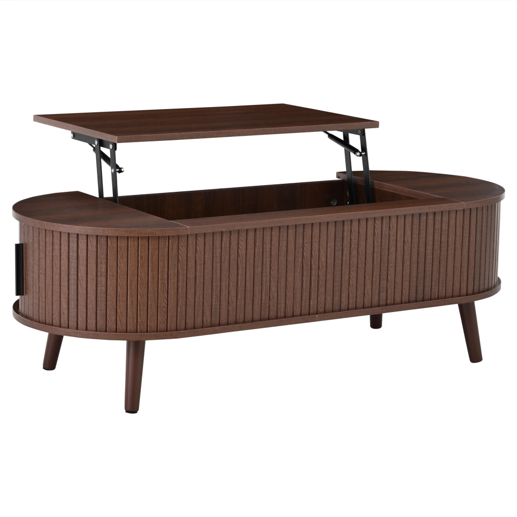 TAVOLO SALOTTO Alzabile 120x50x39,5 cm MDF Noce con vano contenitore