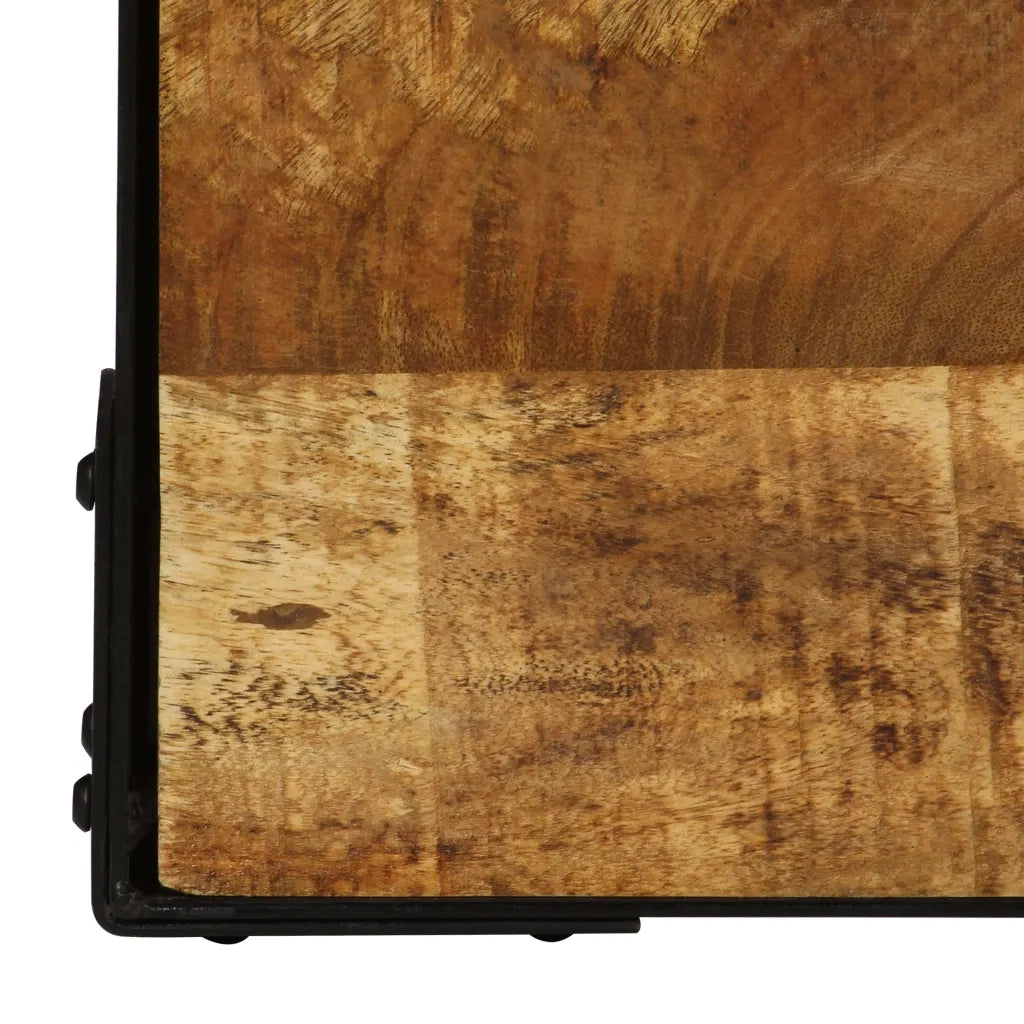 Tavolino da CaffÃ¨ in Legno Massello di Mango e Acciaio 110 cm cod mxl 16229