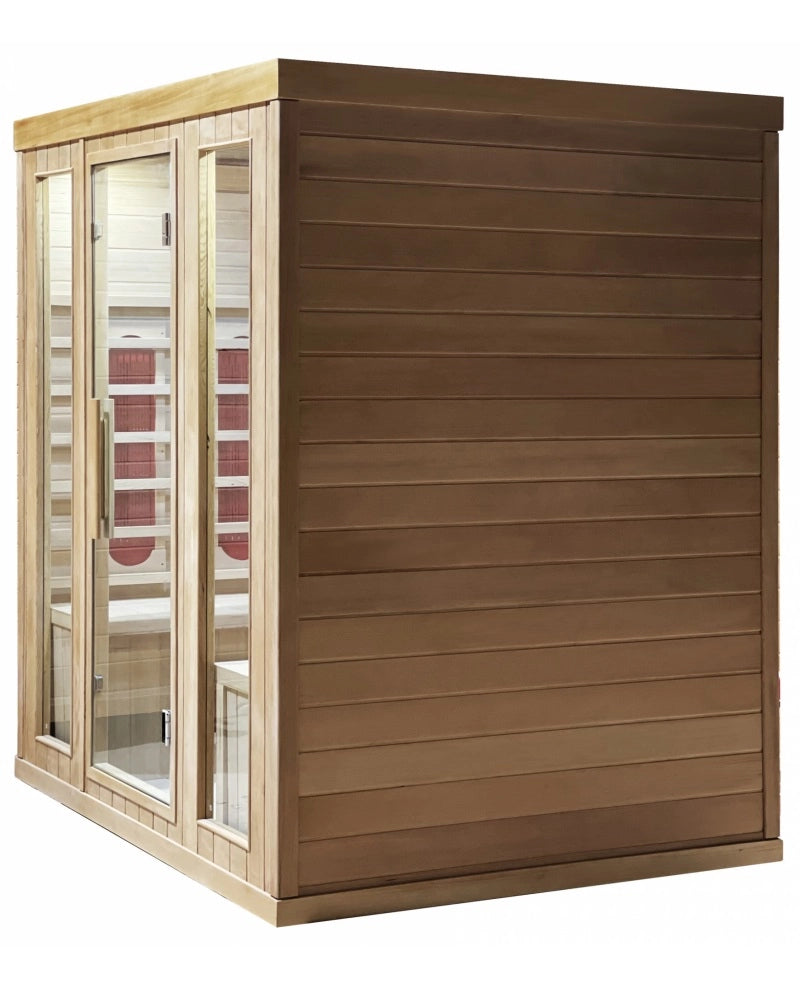 Sauna infrarossi cinque posti 180x140cm, cromoterapia, ozono, radio legno hemlock Sicorage Lusiana