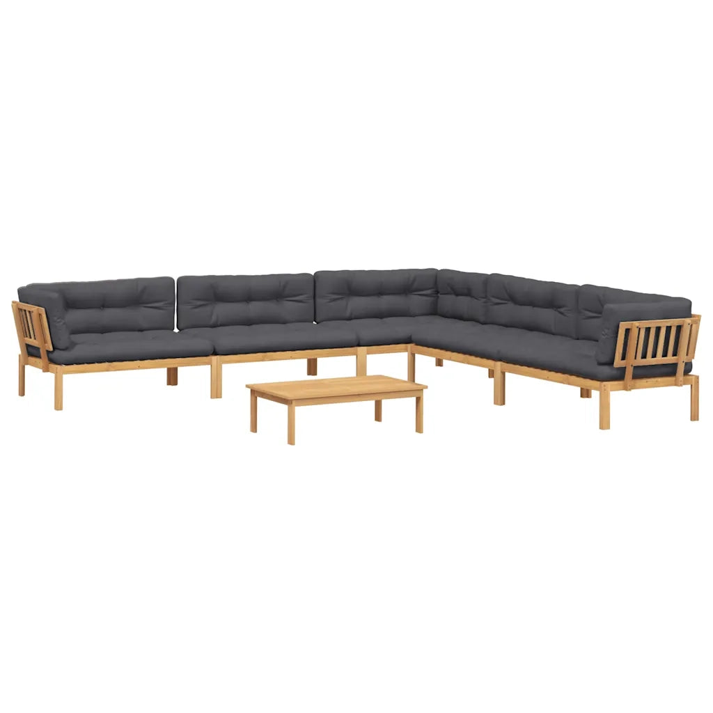 Set Divano Pallet da Giardino 6 pz con Cuscini Massello Acacia