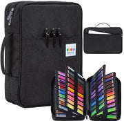 Etui grande con 300 cassette, grande borsa impermeabile per matite colorate, pennarelli, pennarelli gel e materiali artistici, borsa da portare per studenti e artisti, nera