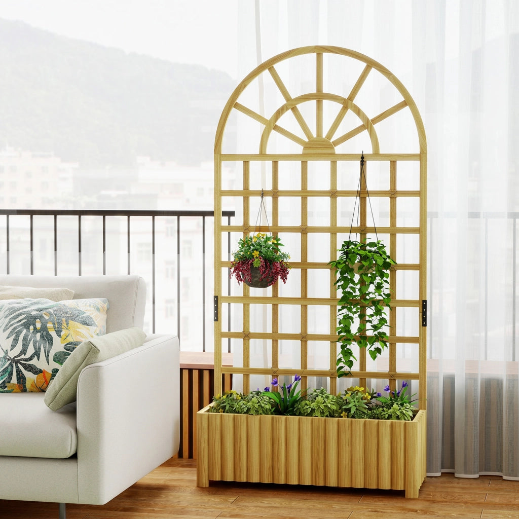 Graticcio per Giardino con Vasi ¨C zephmum ¨C 90x30x180 cm Legno Naturale