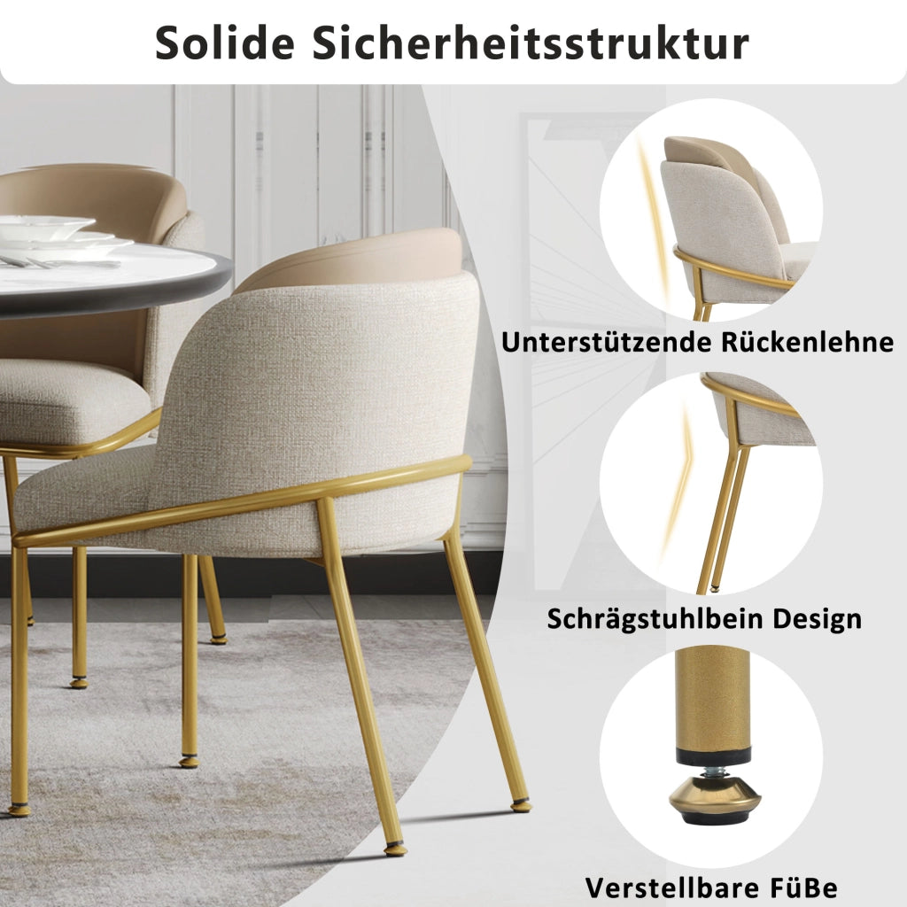 SEDIA da pranzo moderna Set da 4 pezzi Beige e Khaki con gambe inclinate