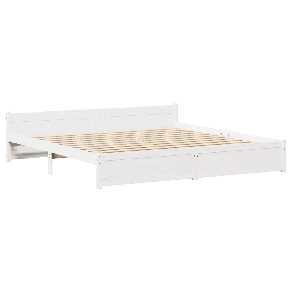 Letto senza Materasso Bianco 160x200 cm Legno Massello di Pino
