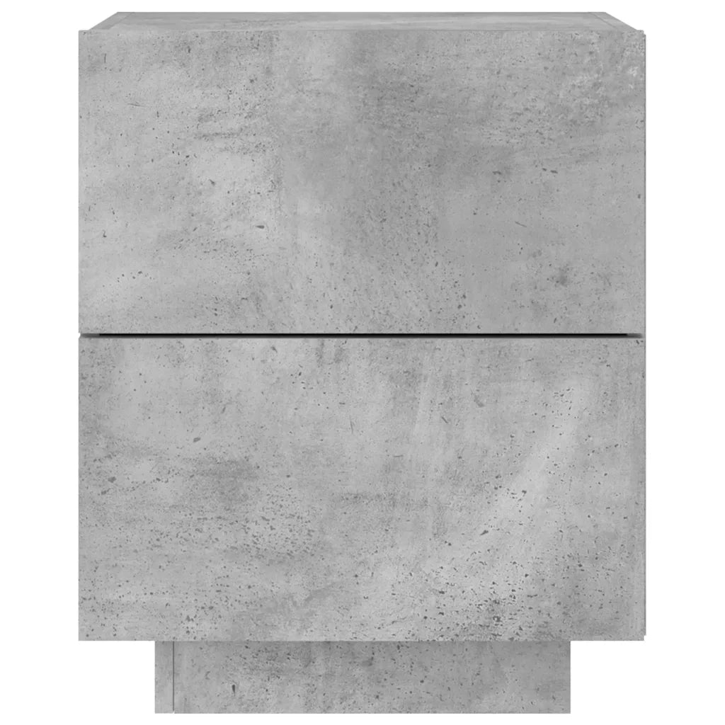 Comodino con Luci LED-Tavolino da notte Grigio Cemento in Legno Multistrato 783516