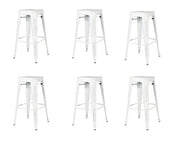Set 6 sgabelli design metallo bianco invecchiato 43x43x76 - Mobili 2G