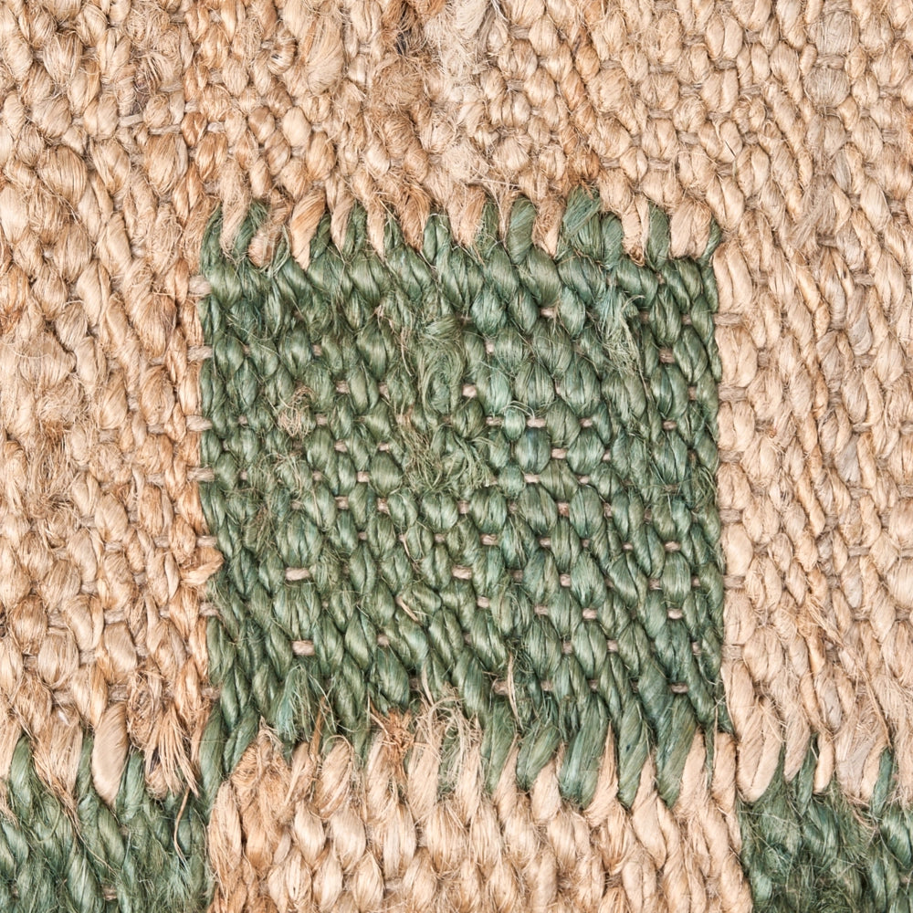 Tappeto beige e verde in cotone e iuta 160 x 230 cm Rettangolare Tessuto Stile rustico Soggiorno Camera da letto Bordo a scacchi