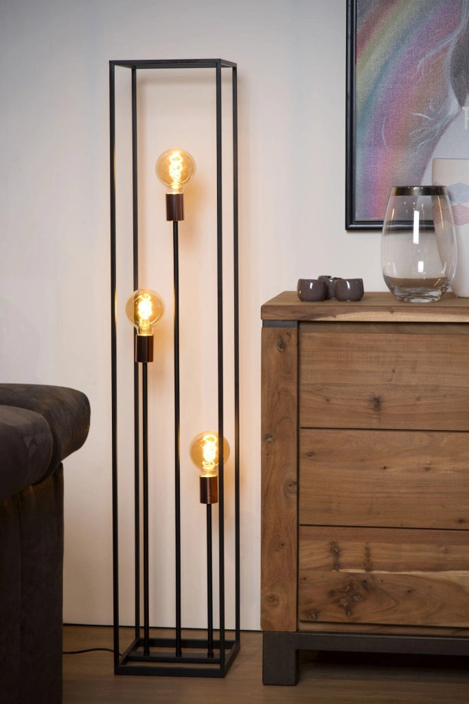 Lucide Arthur lampada da terra 3xE27 nero oro 140cm