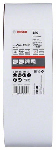 2608607261 - Set di nastri abrasivi da 10 pz. X440 75 x 533 mm, P180 , BEST for LEGNO+VERNICE