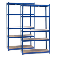 Set 2x Scaffali a incastro per carichi pesanti Blu 100x60x200cm 5 ripiani 200kg/piano