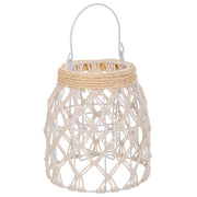 Lanterna in cotone intrecciato e fbira naturale bianca d13x20h
