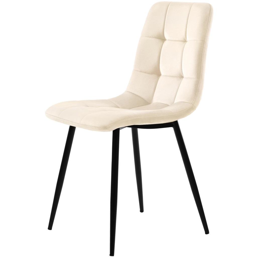 Sedie da Pranzo Set 4 Pezzi Imbottite ¨C MINIMAL ¨C Velluto Beige con Schienale, Gambe in Metallo