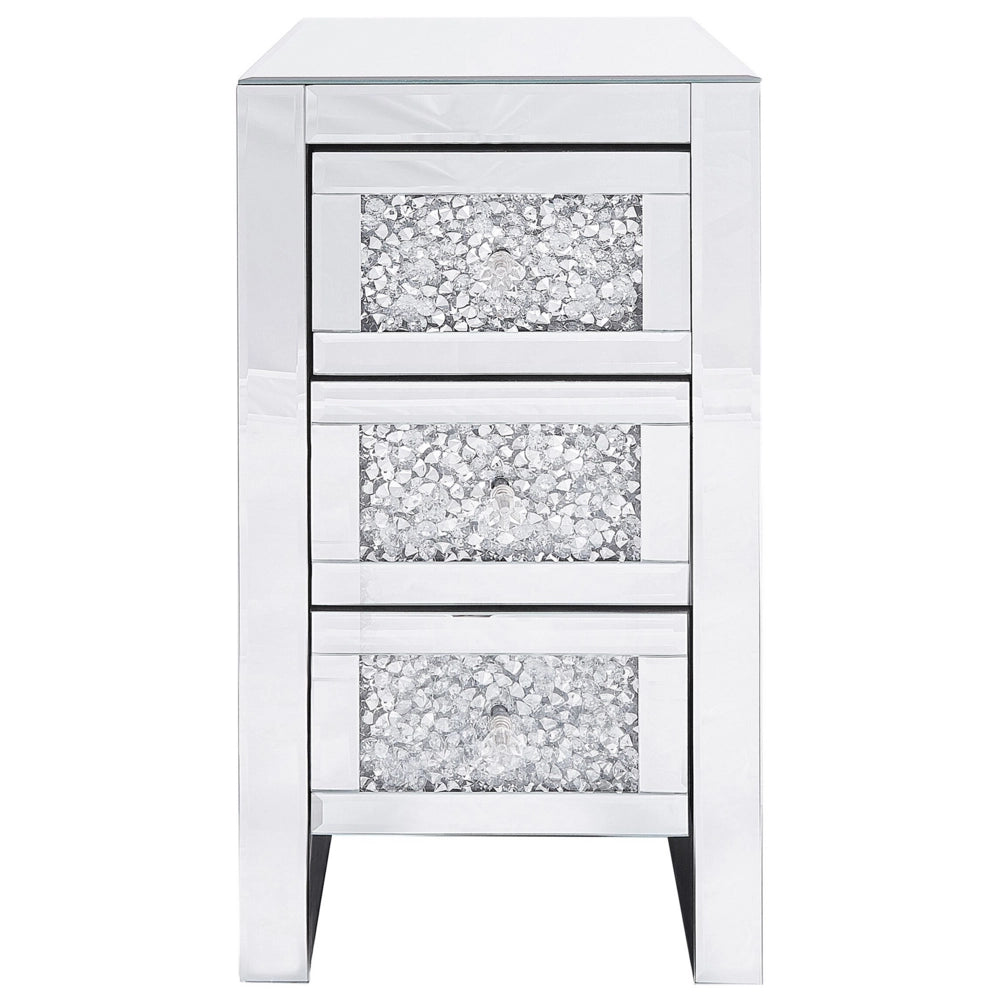 Comodino argento specchiato 3 cassetti cassettiera 60 x 30 x 30 cm moderno glam soggiorno camera da letto