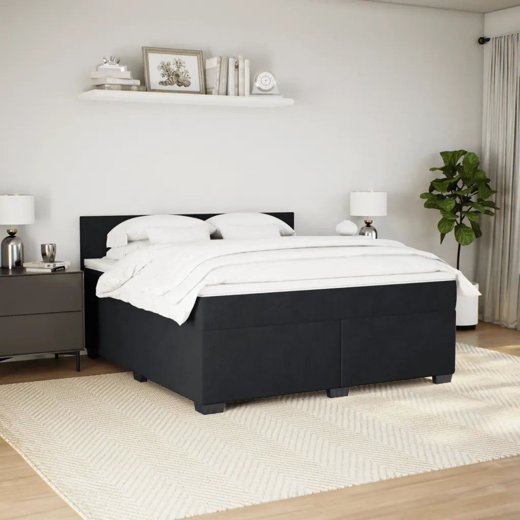Giroletto a Molle con Materasso Nero 180x200 cm in Velluto