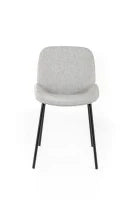 E-STYLO Sedia da pranzo in tessuto grigio chiaro e gambe in metallo nero, 57cm X 46cm H. 80cm.