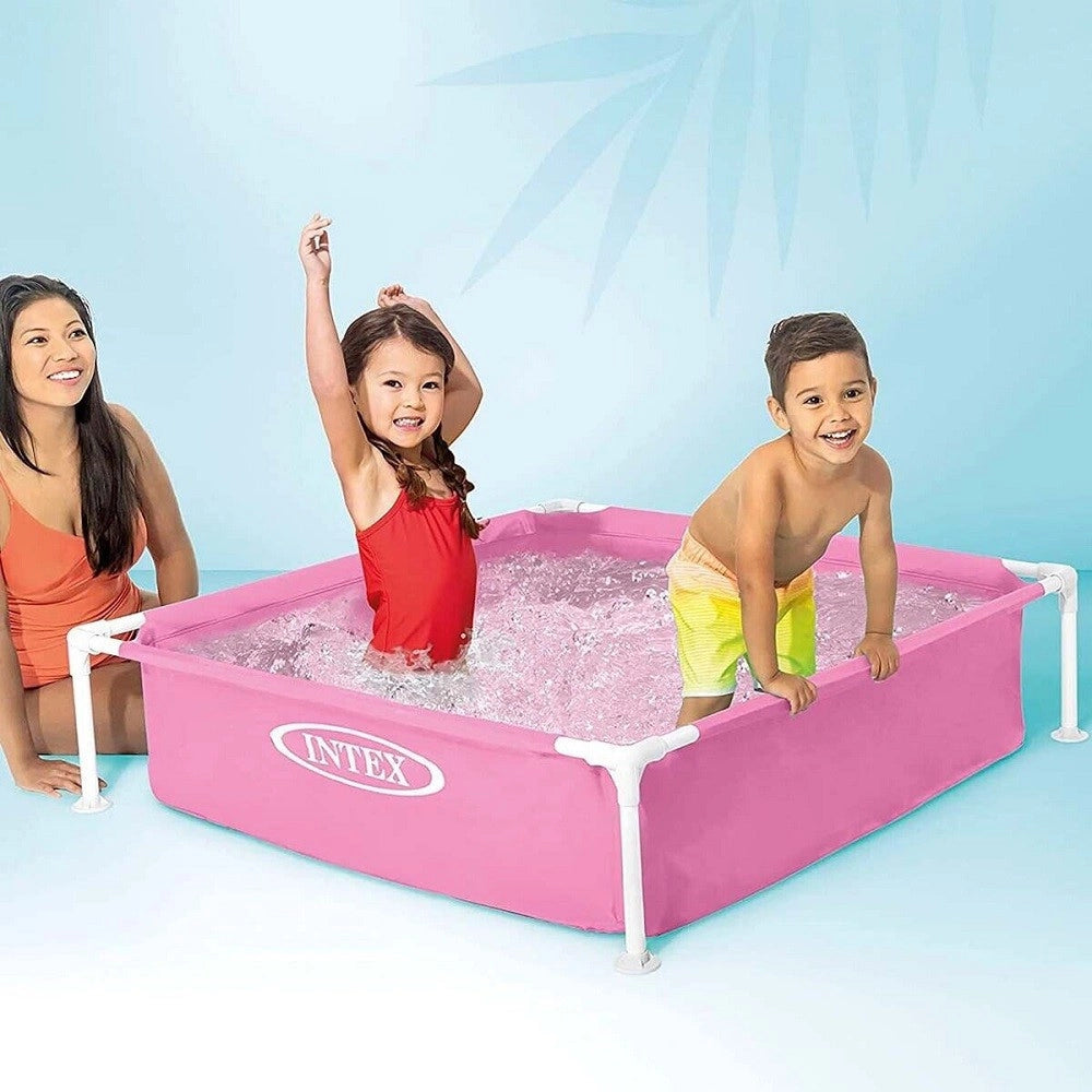 Trade Shop - Piscina Mini Frame Rosa Quadrata Con Telaio 122x122x30 Cm Bambini Estate 57172 -