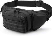 Borsa da Spalla Multifunzionale per Escursioni - 600D Oxford - Tas da Corsa Impermeabile con Molteplici Comparti - 3-in-1 Borsa da Spalla/da Mano/Tas da Corsa - Nero