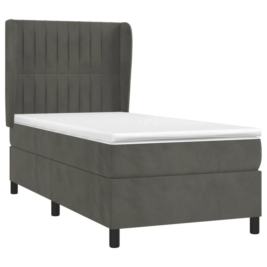 Giroletto a Molle con Materasso-Struttura Letto Grigio Scuro 90x190 cm Velluto 229501