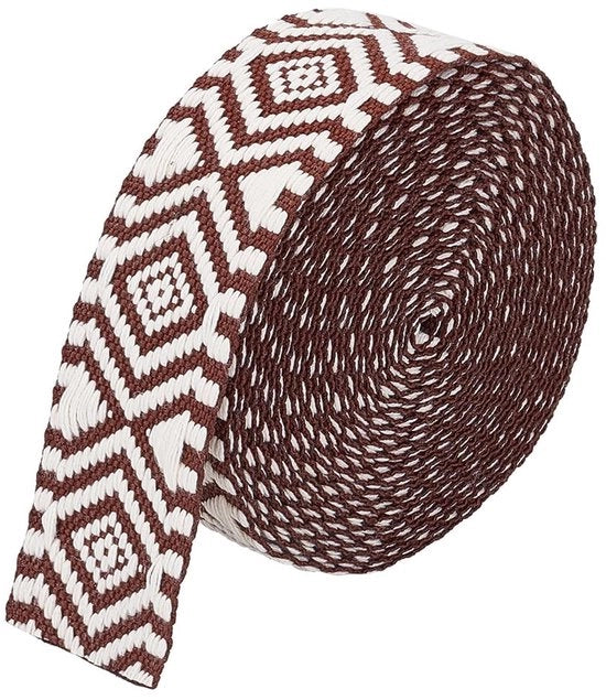Tessuto Jacquard in Lint 4,5 m - Telaio Etnico - 38 mm Larghezza - Manufatto Artigianale - Tessuto Poliestere di Alta Qualità - Ideale per Progetti Fai da Te - Lint per Tessitura