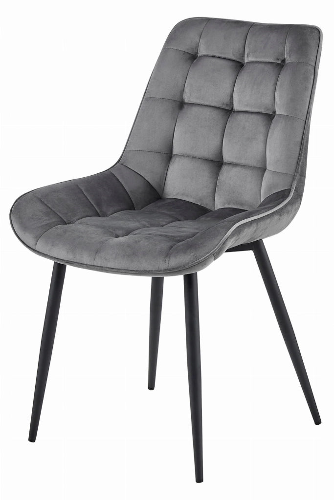 Sedia VALORA BERA - Velluto grigio scuro con gambe nere x 4