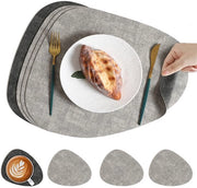 Piattino e sottopiatto antiscivolo, piattino antiscivolo a doppia faccia, piattino e sottopiatto lavabile e impermeabile, 42*34cm, Grigio chiaro