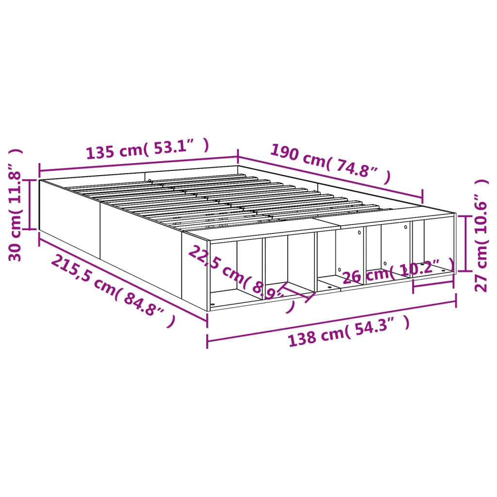 Giroletto Nero 135x190 cm in Legno Multistrato