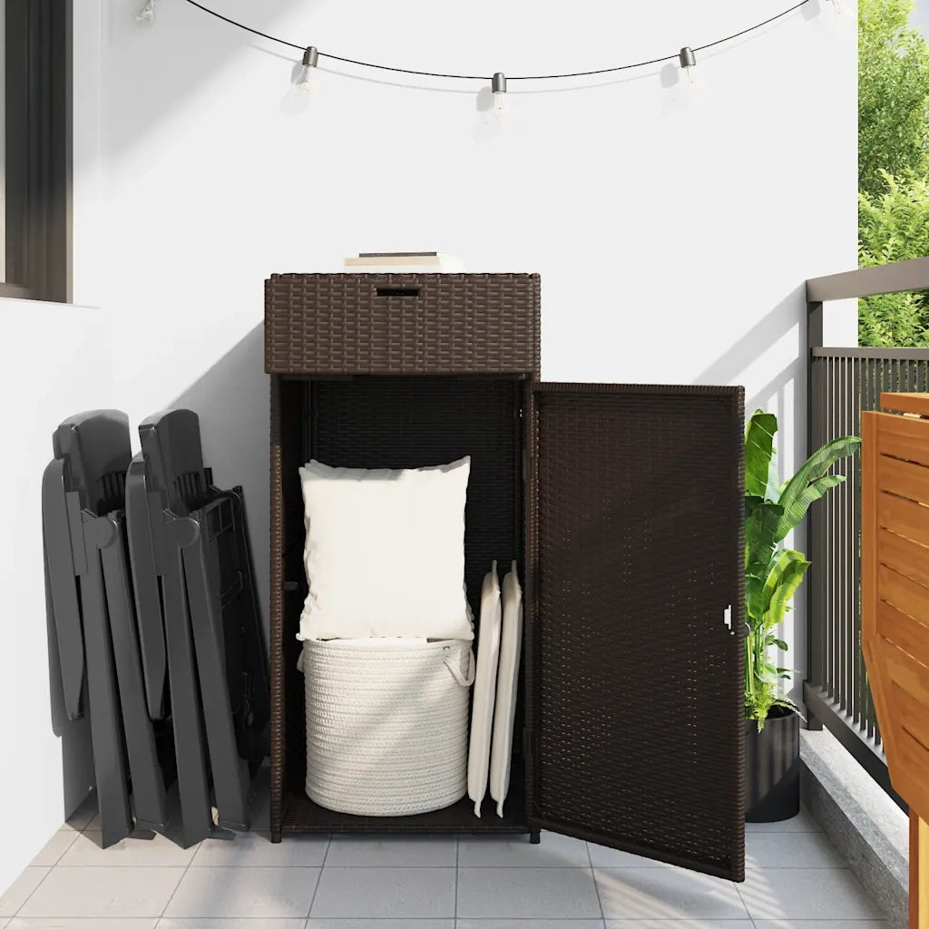Armadietto Portaoggetti Giardino Marrone 55x55x111cm Polyrattan CFW1420068