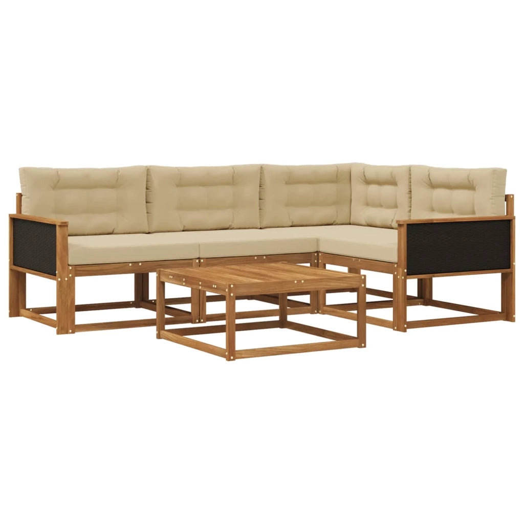 Set di divani da esterno con cuscino 5 pcs Naturale e Beige